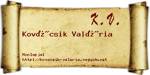 Kovácsik Valéria névjegykártya